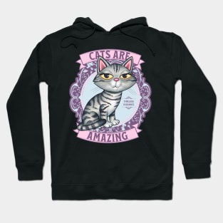 Beautiful Kitty Cat on Purplish Wreath with Cats are Amazing Hoodie